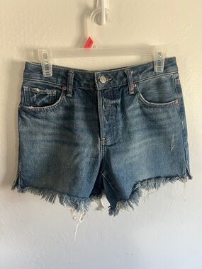 Express Distressed Denim Cutoff Shorts in Blue